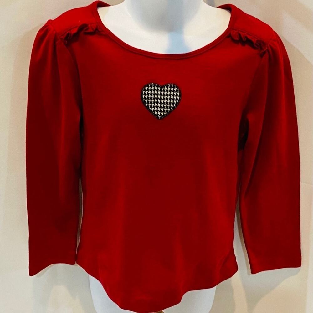 Gymboree Red heart valentines day pull over top little girl's long sleeve SZ 5T